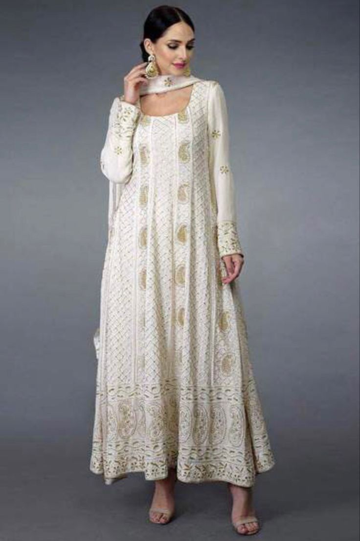 White Anarkali Suits